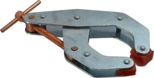 Kant Twist - 1,700 Lb, 4-1/2" Max Opening, 2-1/4" Open Throat Depth, 3-13/16" Closed Throat Depth, Cantilever Clamp - Polyurethane Jaw, T-Handle, 6-1/2" OAL, 7" Max Width - Americas Industrial Supply
