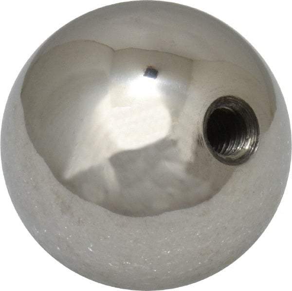 Gibraltar - 10-32 Thread, 1" Diam, Threaded Hole Ball Knob - Natural, Stainless Steel, Smooth Grip, 3/8" Hole Depth - Americas Industrial Supply