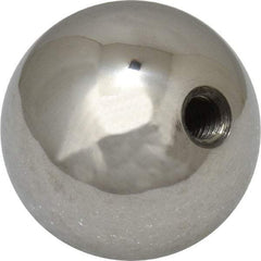Gibraltar - 10-32 Thread, 1" Diam, Threaded Hole Ball Knob - Natural, Stainless Steel, Smooth Grip, 3/8" Hole Depth - Americas Industrial Supply
