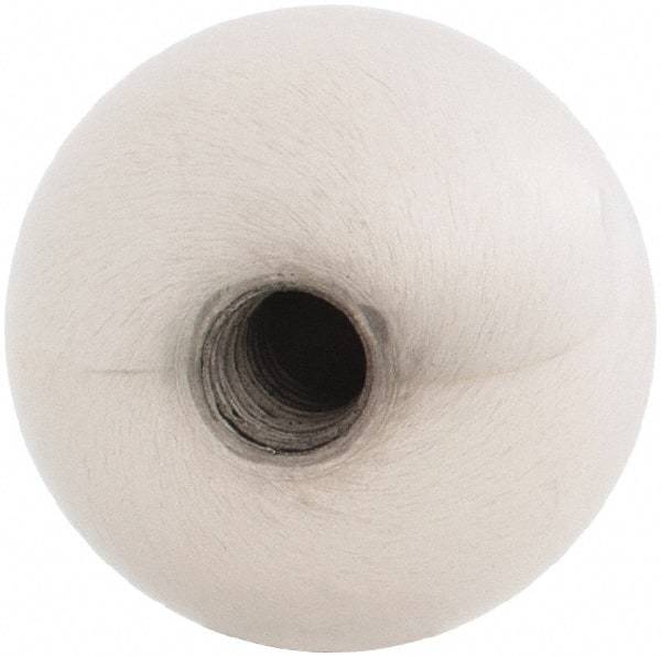Gibraltar - 1/4-20 Thread, 1" Diam, Threaded Hole Ball Knob - Natural, Stainless Steel, Smooth Grip, 1/2" Hole Depth - Americas Industrial Supply