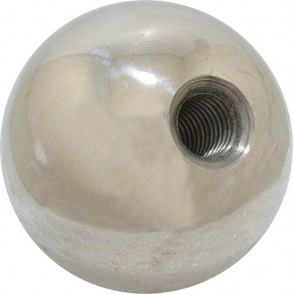 Gibraltar - 5/16-24 Thread, 1.38" Diam, Threaded Hole Ball Knob - Natural, Stainless Steel, Smooth Grip, 5/8" Hole Depth - Americas Industrial Supply
