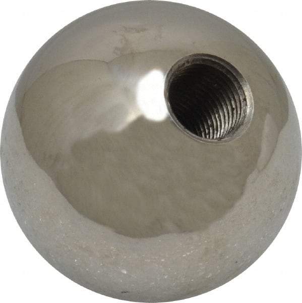 Gibraltar - 3/8-24 Thread, 1.38" Diam, Threaded Hole Ball Knob - Natural, Stainless Steel, Smooth Grip, 5/8" Hole Depth - Americas Industrial Supply