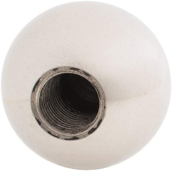 Gibraltar - 1/2-20 Thread, 1.38" Diam, Threaded Hole Ball Knob - Natural, Stainless Steel, Smooth Grip, 5/8" Hole Depth - Americas Industrial Supply