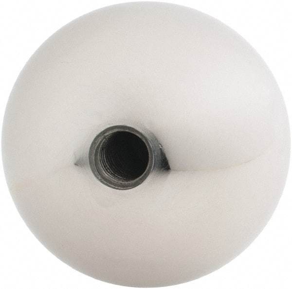 Gibraltar - 3/8-16 Thread, 1.88" Diam, Threaded Hole Ball Knob - Natural, Stainless Steel, Smooth Grip, 3/4" Hole Depth - Americas Industrial Supply