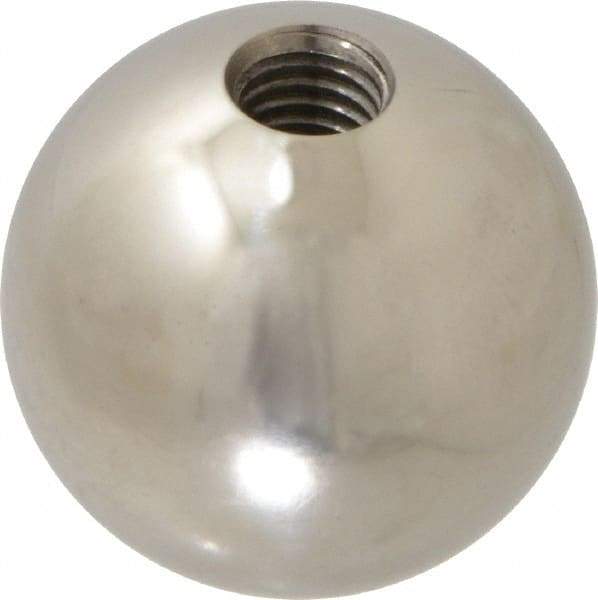 Gibraltar - 1/2-13 Thread, 1.88" Diam, Threaded Hole Ball Knob - Natural, Stainless Steel, Smooth Grip, 3/4" Hole Depth - Americas Industrial Supply