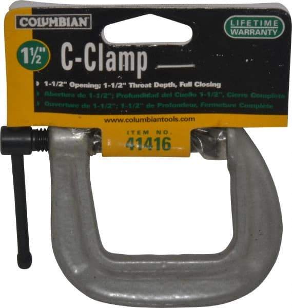 Wilton - Light-Duty 1-1/2" Max Opening, 1-1/2" Throat Depth, Ductile Iron Standard C-Clamp - 820 Lb Capacity, 0" Min Opening, Standard Throat Depth - Americas Industrial Supply