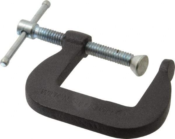 Wilton - Light-Duty 1-1/4" Max Opening, 1-1/4" Throat Depth, Forged Steel Standard C-Clamp - 800 Lb Capacity, 0" Min Opening, Standard Throat Depth, Steel Screw - Americas Industrial Supply