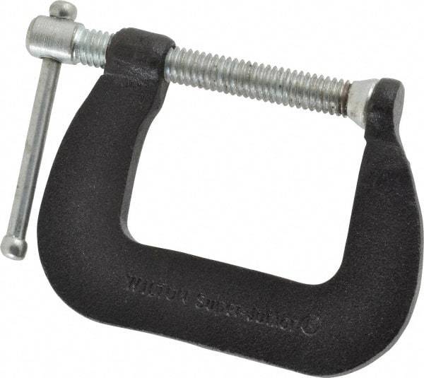 Wilton - Light-Duty 1-1/2" Max Opening, 1-1/2" Throat Depth, Forged Steel Standard C-Clamp - 850 Lb Capacity, 0" Min Opening, Standard Throat Depth, Steel Screw - Americas Industrial Supply