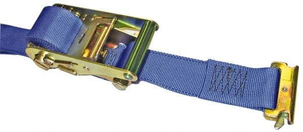 Wesco Industrial Products - 12' Long x 2-1/8" Wide, 1 Ply, Nylon Web Sling - Blue, with "E" Track Hooks - Americas Industrial Supply