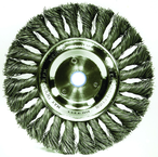 6" Diameter - 1/2-5/8" Arbor Hole - Knot Twist Steel Wire Straight Wheel - Americas Industrial Supply