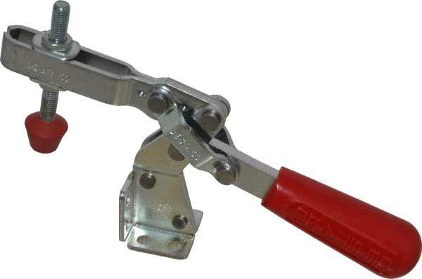 De-Sta-Co - 375 Lb Holding Capacity, Vertical Handle, Manual Hold Down Toggle Clamp - 60° Handle Movement, 185° Bar Opening, U-Bar, Flanged Base, Electro-Plated Zinc, Carbon Steel - Americas Industrial Supply