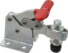 De-Sta-Co - 750 Lb Holding Capacity, Horizontal Handle, Manual Hold Down Toggle Clamp - 168° Handle Movement, 90° Bar Opening, U-Bar, Flanged Base, Electro-Plated Zinc, Carbon Steel - Americas Industrial Supply