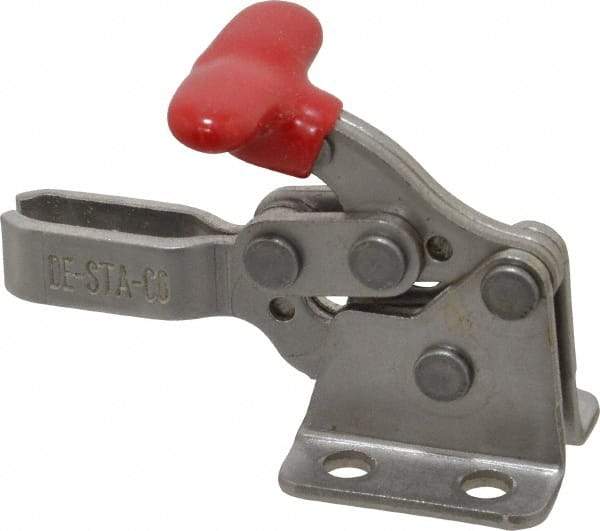 De-Sta-Co - 200 Lb Holding Capacity, Horizontal Handle, Manual Hold Down Toggle Clamp - 170° Handle Movement, 90° Bar Opening, U-Bar, Flanged Base, Electro-Plated Zinc, Stainless Steel - Americas Industrial Supply