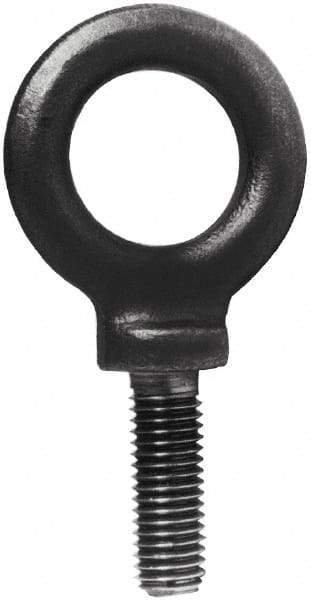 Made in USA - 9,000 Lb Capacity, Steel, 1-8 Thread, Fixed Lifting Eye Bolt - Fully Threaded, 2-1/2" Shank, 2-1/2" Thread Length, Shoulder - Americas Industrial Supply