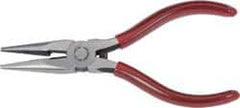 Proto - 5-9/16" OAL, 1-11/16" Jaw Length x 1/2" Jaw Width, Long Nose Side Cutting Chain Nose Pliers - Serrated Jaw, Needle Nose Head, Plastisol Handles, with Spring - Americas Industrial Supply