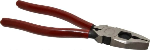 Proto - 8-3/8" OAL, 1-3/4" Jaw Length x 1-1/16" Jaw Width, Linesman's Pliers - Serrated Pipe Jaw, Flat Nose Head, Plastisol Handles - Americas Industrial Supply