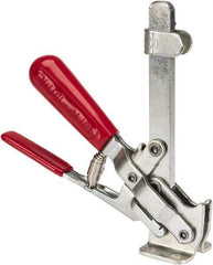 De-Sta-Co - 500 Lb Holding Capacity, Vertical Handle, Manual Hold Down Toggle Clamp - 57° Handle Movement, 99° Bar Opening, Solid Bar, Flanged Base, Electro-Plated Zinc, Carbon Steel - Americas Industrial Supply
