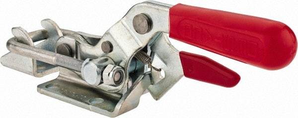 De-Sta-Co - 2,000 Lb Capacity, Horizontal, U Hook, Flanged Base, Carbon Steel Pull Action Latch Clamp - 2-1/2" Drawing Movement, 8.2" OAL, Threaded U Hook, Straight Handle - Americas Industrial Supply