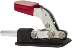 De-Sta-Co - 2,500 Lb Load Capacity, Flanged Base, Carbon Steel, Standard Straight Line Action Clamp - 6 Mounting Holes, 0.34" Mounting Hole Diam, 0.62" Plunger Diam, Straight Handle - Americas Industrial Supply