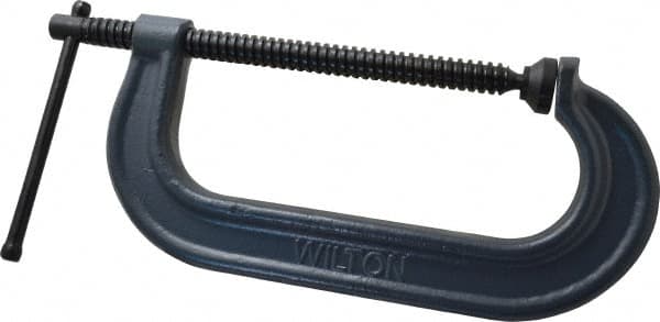 Wilton - Regular-Duty 8" Max Opening, 3-7/16" Throat Depth, Forged Steel Standard C-Clamp - 5,200 Lb Capacity, 0" Min Opening, Standard Throat Depth - Americas Industrial Supply