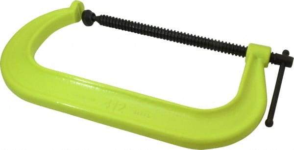 Wilton - Regular-Duty 12-1/4" Max Opening, 6-5/16" Throat Depth, Forged Steel Standard C-Clamp - 9,300 Lb Capacity, 2" Min Opening, Deep Throat, Alloy Steel Screw - Americas Industrial Supply
