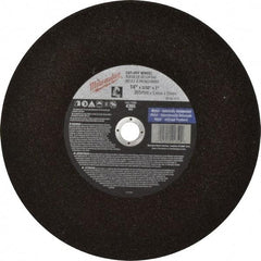 Milwaukee Tool - 14" 36 Grit Aluminum Oxide Cutoff Wheel - 3/32" Thick, 1" Arbor, 4,365 Max RPM, Use with Angle Grinders - Americas Industrial Supply