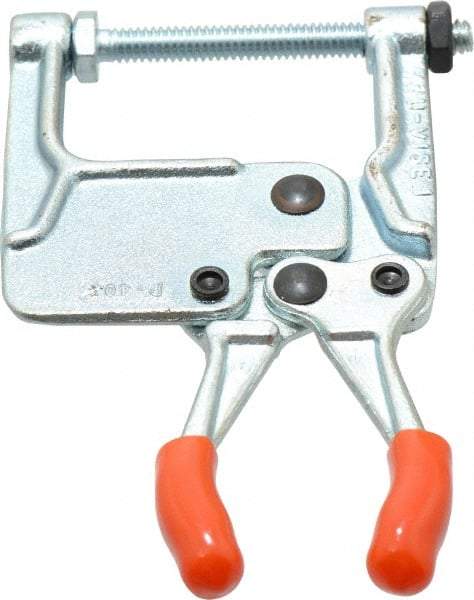 Lapeer - 181.44 Kg Load Capacity, 1-3/16" Throat Depth, 4-3/4" OAL, Carbon Steel, C Style Plier Clamp - 1-15/16" Max Jaw Capacity, 1/4-20 Spindle, 1.94" Open Throat Height, Orange Handle, Spindle End - Americas Industrial Supply
