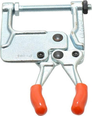 Lapeer - 181.44 Kg Load Capacity, 1-3/16" Throat Depth, 4-3/4" OAL, Carbon Steel, C Style Plier Clamp - 1-15/16" Max Jaw Capacity, 1/4-20 Spindle, 1.94" Open Throat Height, Orange Handle, Spindle End - Americas Industrial Supply