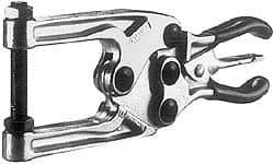 Lapeer - 816.47 Kg Load Capacity, 1-1/4" Throat Depth, 7-3/8" OAL, Carbon Steel, C Style Plier Clamp - 1-3/4" Max Jaw Capacity, 3/8-24 Spindle, 1.25" Open Throat Height, Orange Handle, Spindle End - Americas Industrial Supply
