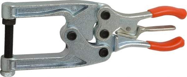 Lapeer - 544.31 Kg Load Capacity, 2-1/4" Throat Depth, 8-3/8" OAL, Carbon Steel, C Style Plier Clamp - 1-3/4" Max Jaw Capacity, 3/8-24 Spindle, 1.22" Open Throat Height, Orange Handle, Spindle End - Americas Industrial Supply