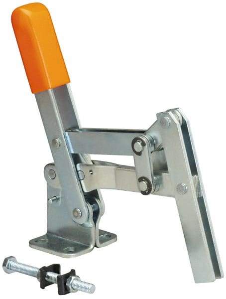 Lapeer - 400 Lb Holding Capacity, Vertical Handle, Manual Hold Down Toggle Clamp - 65° Handle Movement, 120° Bar Opening, U-Bar, Flanged Base, Carbon Steel - Americas Industrial Supply
