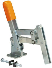 Lapeer - 400 Lb Holding Capacity, Vertical Handle, Manual Hold Down Toggle Clamp - 65° Handle Movement, 120° Bar Opening, U-Bar, Flanged Base, Carbon Steel - Americas Industrial Supply