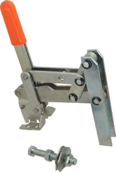 Lapeer - 800 Lb Holding Capacity, Vertical Handle, Manual Hold Down Toggle Clamp - 149° Handle Movement, 118° Bar Opening, U-Bar, Flanged Base, Carbon Steel - Americas Industrial Supply
