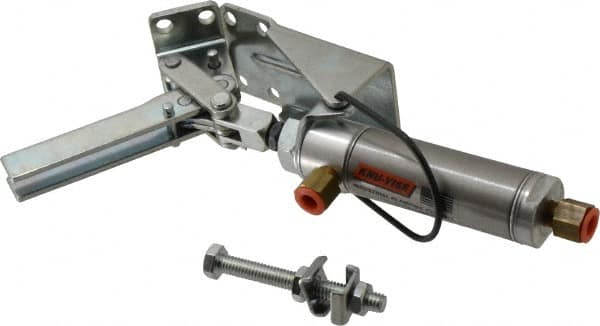 Lapeer - 100 Lb Inner Hold Capacity, Horiz Mount, Air Power Hold-Down Toggle Clamp - 1/8 NPTF Port, 110° Bar Opening, 1-3/8" Height Under Bar - Americas Industrial Supply