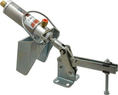 Lapeer - 400 Lb Inner Hold Capacity, Horiz Mount, Air Power Hold-Down Toggle Clamp - 1/8 NPTF Port, 100° Bar Opening, 2-3/16" Height Under Bar - Americas Industrial Supply