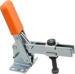 Lapeer - 100 Lb Holding Capacity, Vertical Handle, Manual Hold Down Toggle Clamp - 63° Handle Movement, 95° Bar Opening, U-Bar, Flanged Base, Carbon Steel - Americas Industrial Supply