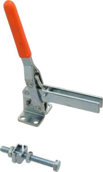 Lapeer - 200 Lb Holding Capacity, Vertical Handle, Manual Hold Down Toggle Clamp - 60° Handle Movement, 110° Bar Opening, U-Bar, Flanged Base, Carbon Steel - Americas Industrial Supply