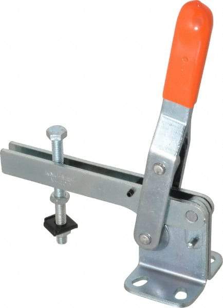Lapeer - 400 Lb Holding Capacity, Vertical Handle, Manual Hold Down Toggle Clamp - 60° Handle Movement, 100° Bar Opening, U-Bar, Flanged Base, Carbon Steel - Americas Industrial Supply