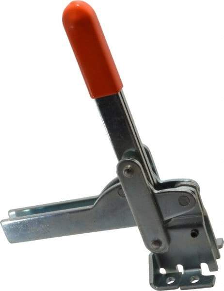 Lapeer - 800 Lb Holding Capacity, Vertical Handle, Manual Hold Down Toggle Clamp - 150° Handle Movement, 115° Bar Opening, U-Bar, Flanged Base, Carbon Steel - Americas Industrial Supply