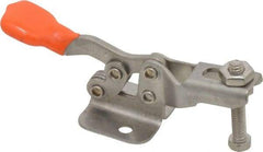 Lapeer - 100 Lb Holding Capacity, Horizontal Handle, Manual Hold Down Toggle Clamp - 85° Handle Movement, 95° Bar Opening, U-Bar, Flanged Base, Stainless Steel - Americas Industrial Supply