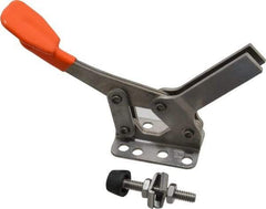 Lapeer - 400 Lb Holding Capacity, Horizontal Handle, Manual Hold Down Toggle Clamp - 85° Handle Movement, 95° Bar Opening, U-Bar, Flanged Base, Stainless Steel - Americas Industrial Supply