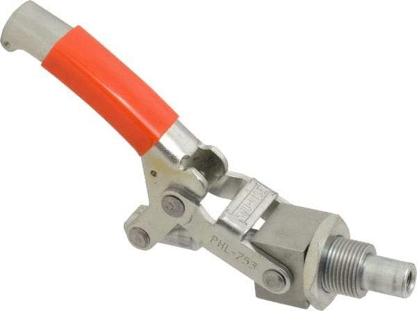 Lapeer - 750 Lb Load Capacity, Mounting Plate Base, Carbon Steel, Standard Straight Line Action Clamp - 5/8" Plunger Diam, Straight Handle - Americas Industrial Supply