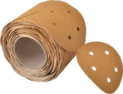 3M - 5" Diam, 60 Grit Aluminum Oxide Adhesive PSA Disc - Medium Grade, Gold, F Weighted Backing, Flexible, Use with Random Orbital Sanders - Americas Industrial Supply