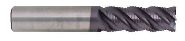Kennametal - 1/2" Diam, 5/8" LOC, 4 Flute Solid Carbide 0.04" Corner Radius Roughing End Mill - AlTiN Finish, 2-1/2" OAL, 1/2" Shank Diam, Single End, Centercutting, 40° Helix - Americas Industrial Supply