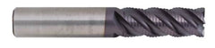 Kennametal - 1/2" Diam, 5/8" LOC, 4 Flute Solid Carbide 0.04" Corner Radius Roughing End Mill - AlTiN Finish, 2-1/2" OAL, 1/2" Shank Diam, Single End, Centercutting, 40° Helix - Americas Industrial Supply