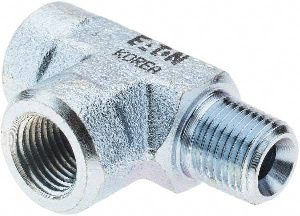 Eaton - Stainless Steel Industrial Pipe Tee - MNPT x FNPT x FNPT, 5,000 psi - Americas Industrial Supply