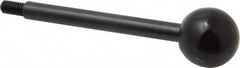 Gibraltar - 10-32 Stem, 3/4" Knob Diam, 1/4" Shaft Diam, Gear Lever Arm with Ball Knob - 3/8" Thread Length, 3" Handle Length, Carbon Steel Shaft, Plastic Knob - Americas Industrial Supply