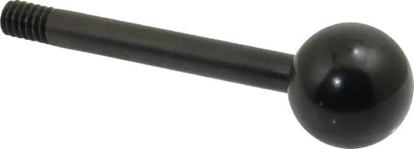 Gibraltar - 1/4-20 Stem, 3/4" Knob Diam, 1/4" Shaft Diam, Gear Lever Arm with Ball Knob - 3/8" Thread Length, 2-1/2" Handle Length, Carbon Steel Shaft, Plastic Knob - Americas Industrial Supply