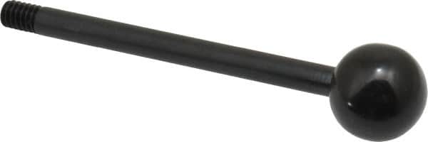 Gibraltar - 1/4-20 Stem, 3/4" Knob Diam, 1/4" Shaft Diam, Gear Lever Arm with Ball Knob - 3/8" Thread Length, 3-1/2" Handle Length, Carbon Steel Shaft, Plastic Knob - Americas Industrial Supply