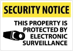 NMC - "Security Notice - This Property Is Protected by Electronic Surveillance", 14" Long x 20" Wide, Aluminum Safety Sign - Rectangle, 0.04" Thick, Use for Security & Admittance - Americas Industrial Supply